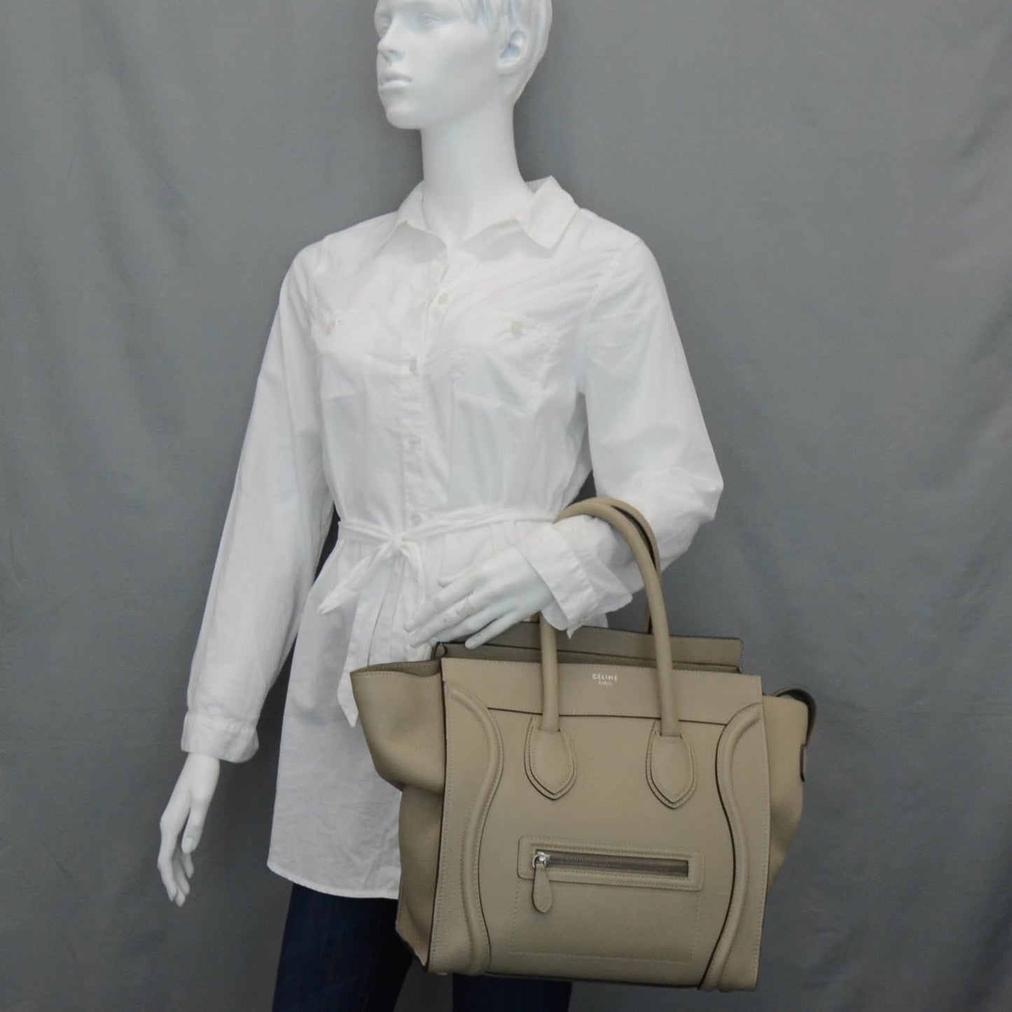 Pebbled Leather Mini Luggage Bag Dune