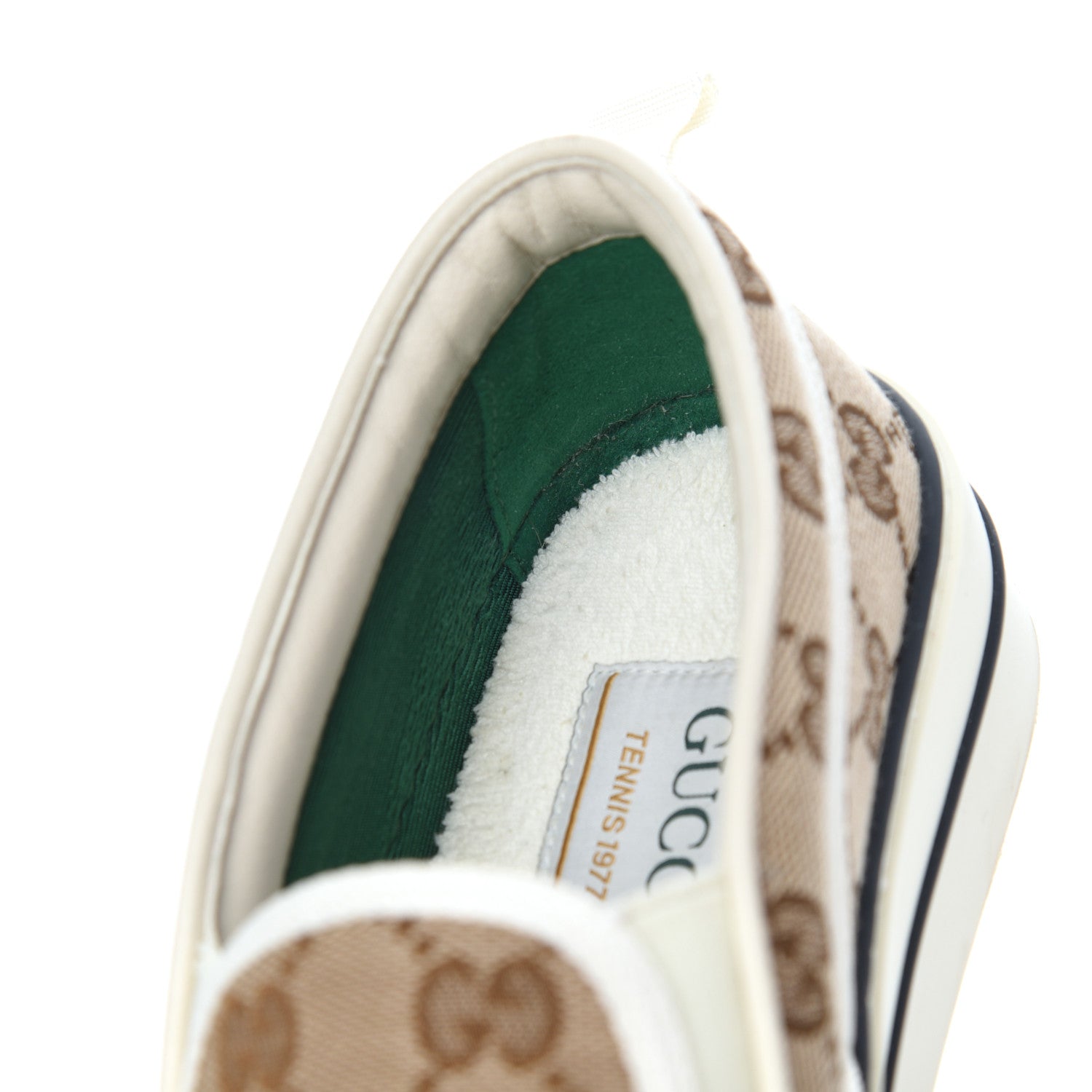 Gucci GG Monogram Womens 1977 Tennis Slip On 30mm Sneakers 38 Beige Ebony Mystic White 11 of 17