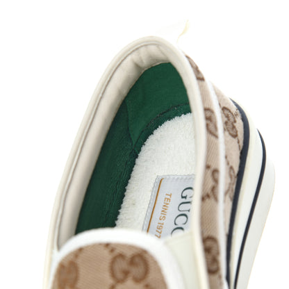 Gucci GG Monogram Womens 1977 Tennis Slip On 30mm Sneakers 38 Beige Ebony Mystic White 11 of 17
