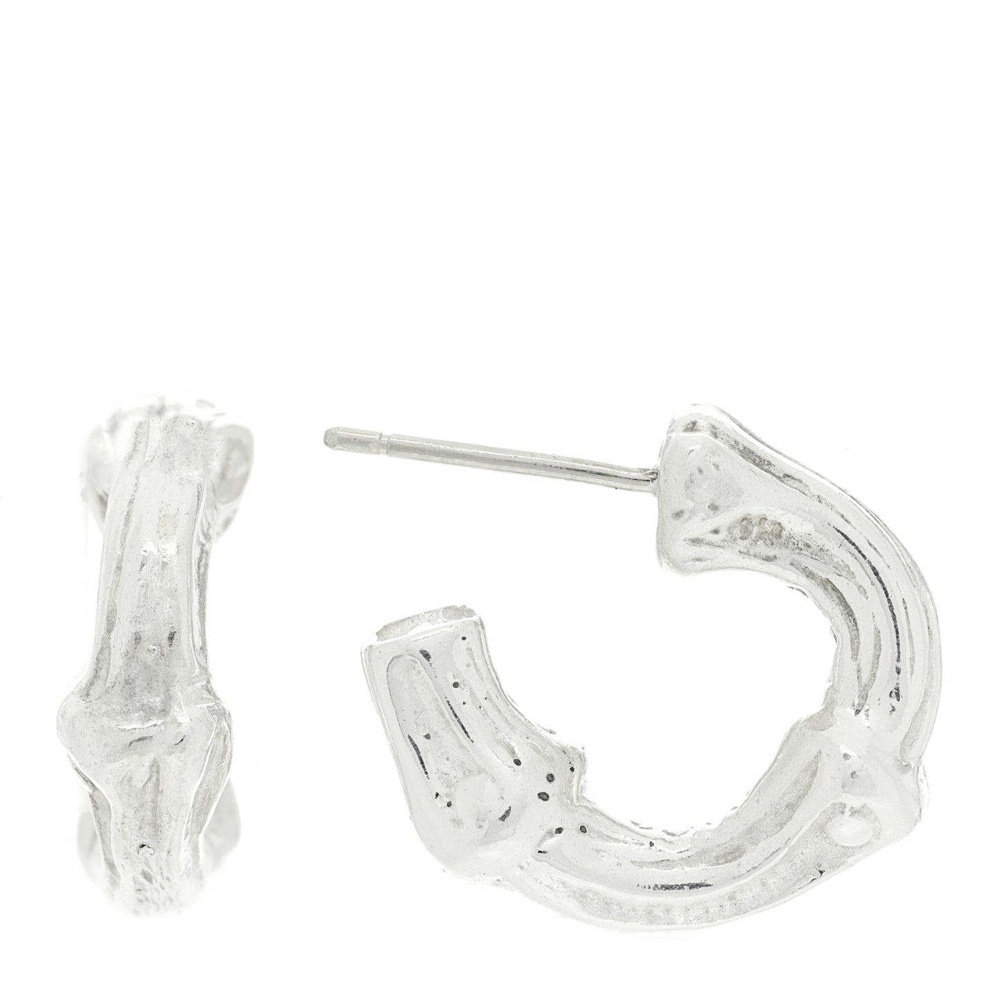 Sterling Silver Small Bamboo Hoop Earrings