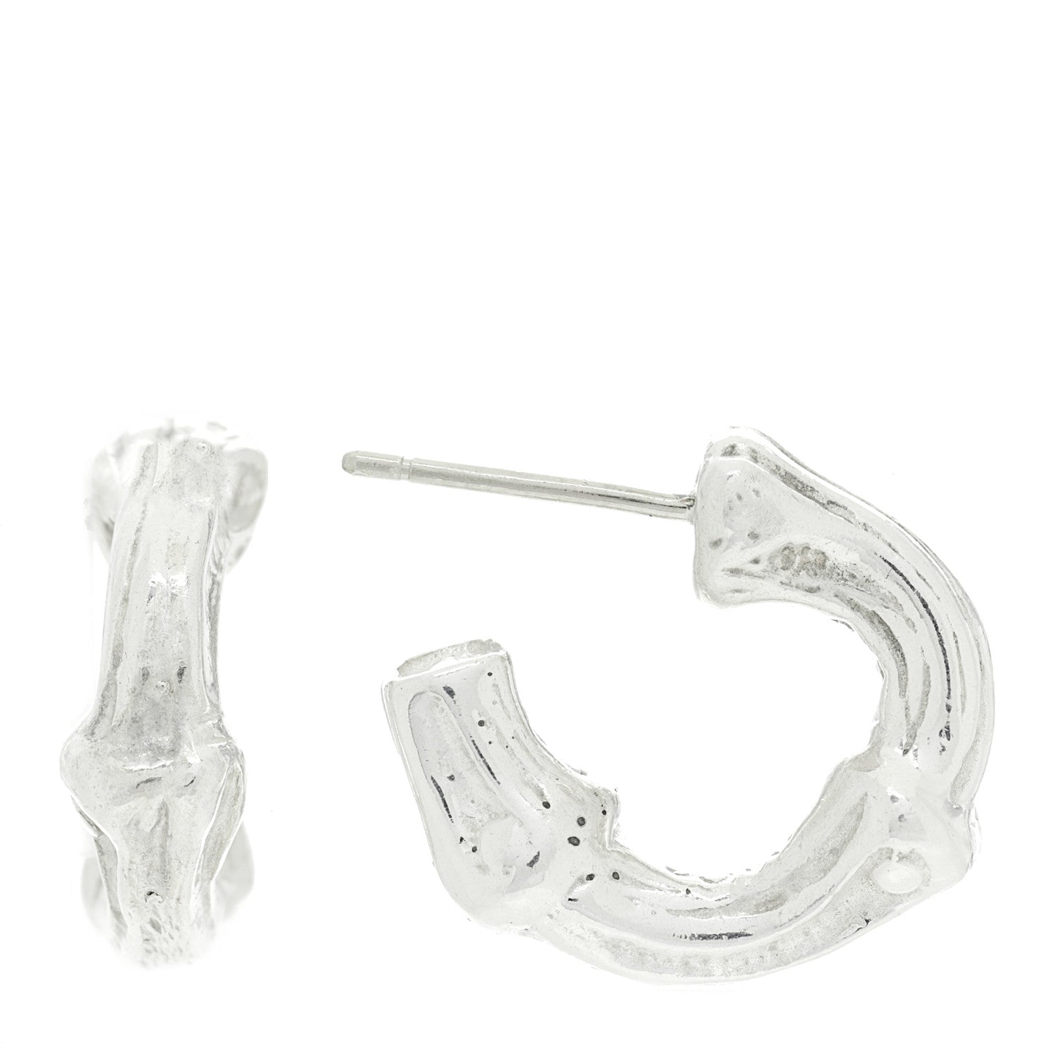 Tiffany Sterling Silver Small Bamboo Hoop Earrings 1 of 5