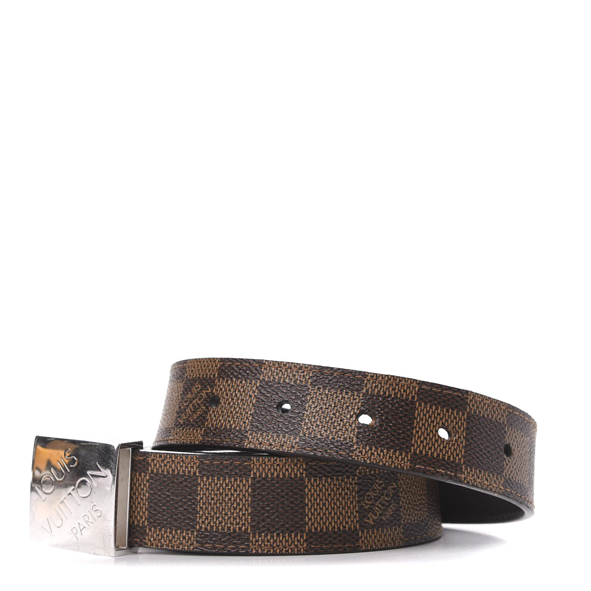 Damier Ebene LV Paris Buckle Belt 100 40 Silver