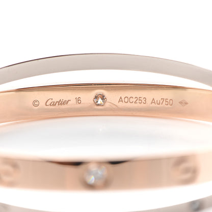 Cartier 18K Pink White Gold 12 Diamond Double LOVE Bracelet 16 4 of 5