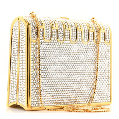Judith Leiber Swarovski Crystal Minaudiere Clutch Gold Silver 4 of 14