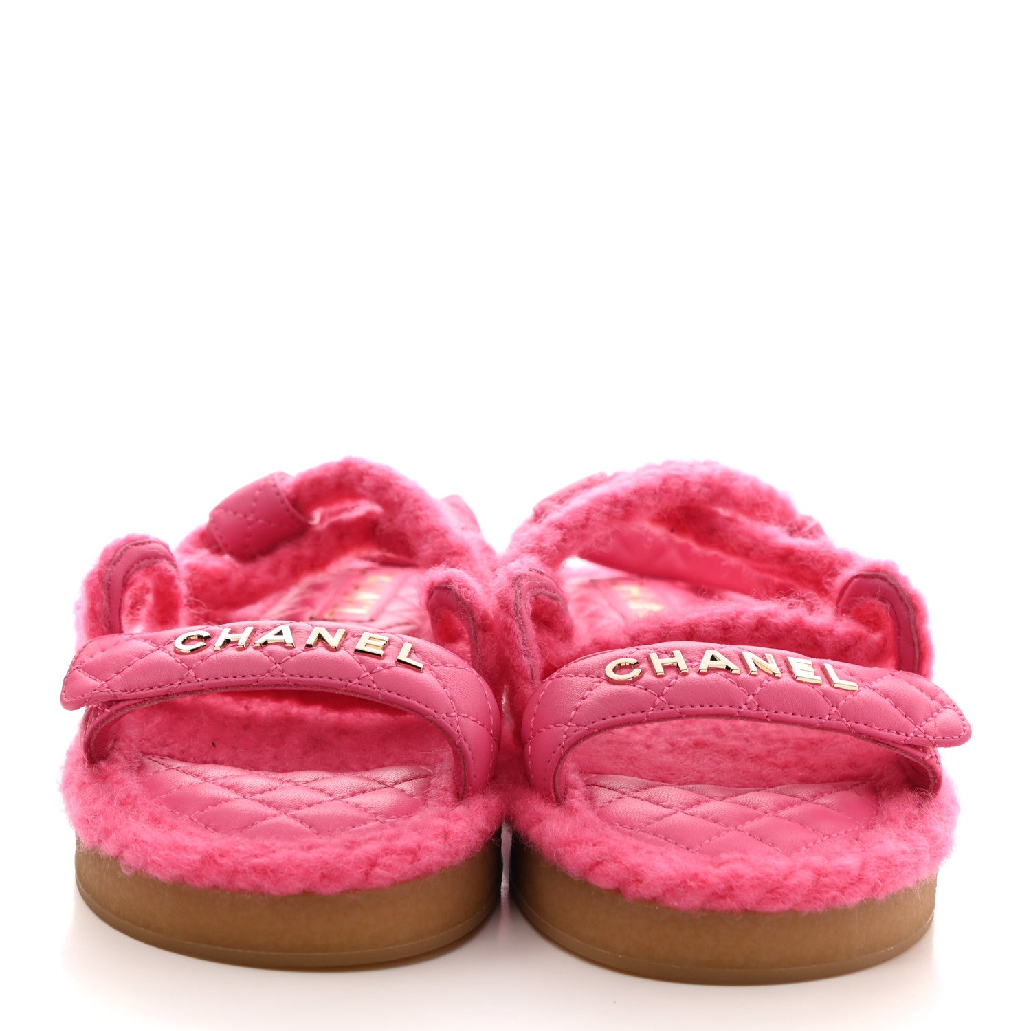 Chanel Cord Lambskin Quilted Logo Sandals 37 Pink 2 of 9