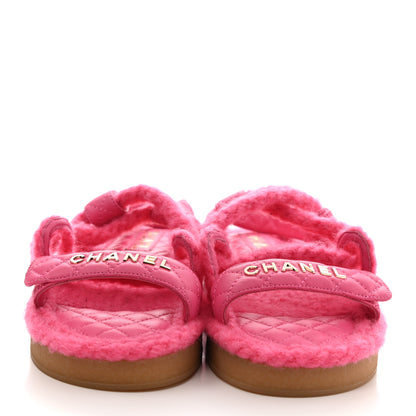 Chanel Cord Lambskin Quilted Logo Sandals 37 Pink 2 of 9