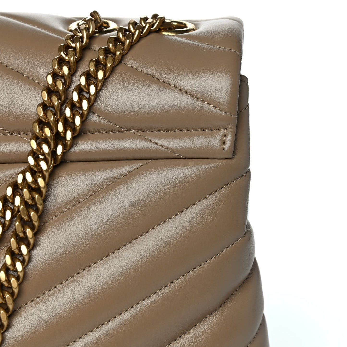 Calfskin Y Quilted Monogram Medium Loulou Chain Satchel Dark Latte