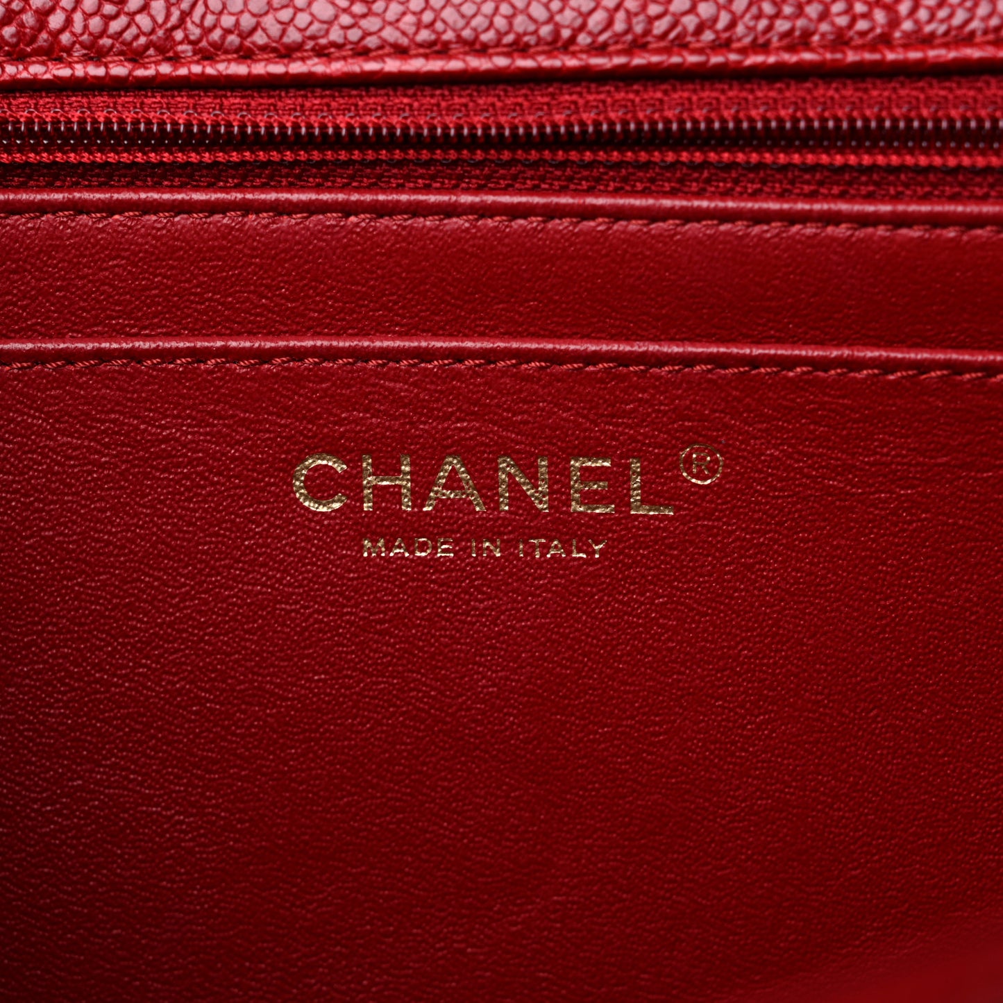 Crumpled Grained Calfskin Quilted Large Two Tone Flap Bag Red
