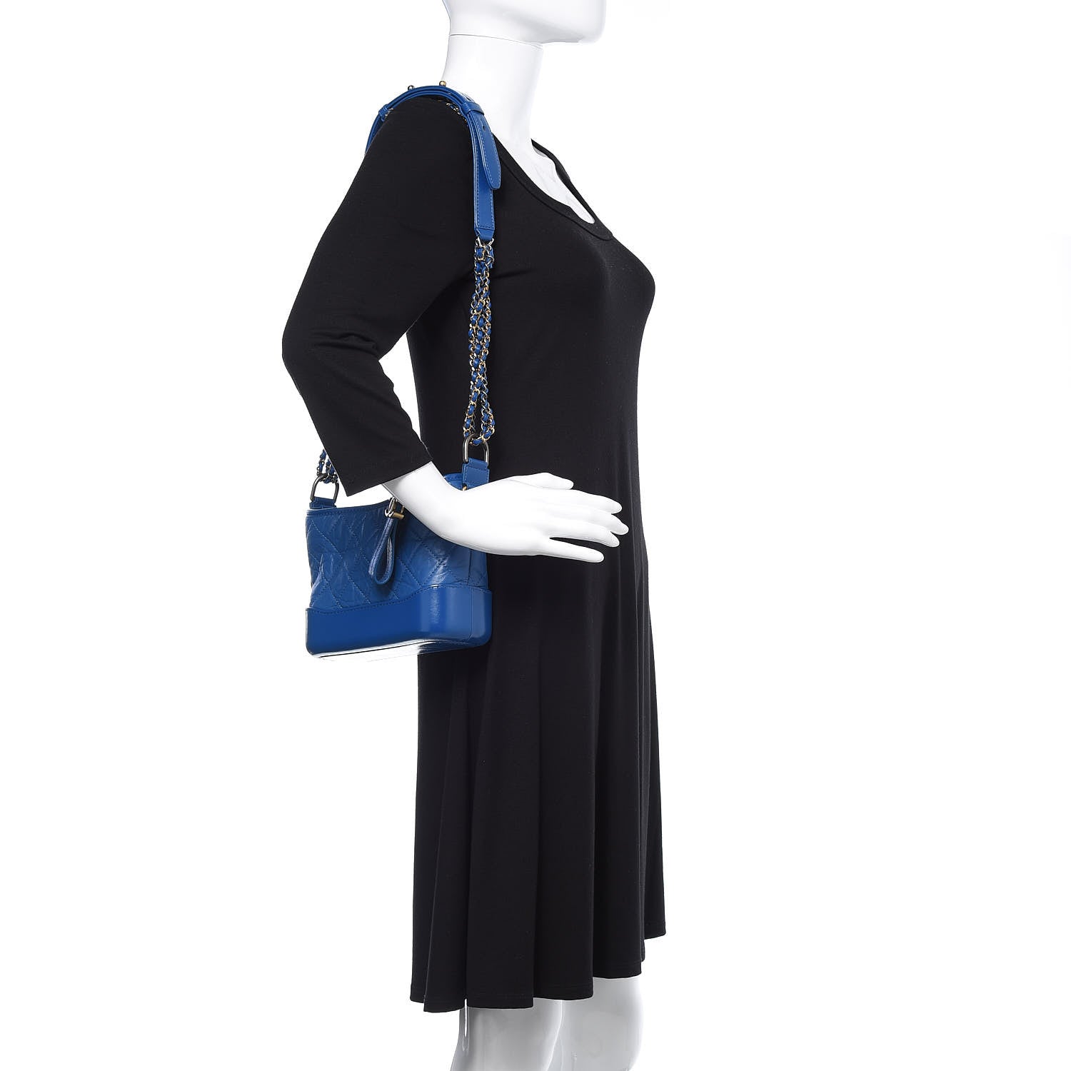 Chanel Aged Calfskin Quilted Small Gabrielle Hobo Blue 2 of 9