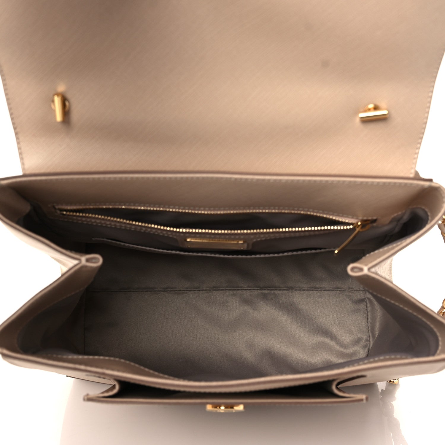 Salvatore Ferragamo Hammered Calfskin Vara Bow Top Handle Flap Bag Natural 5 of 9