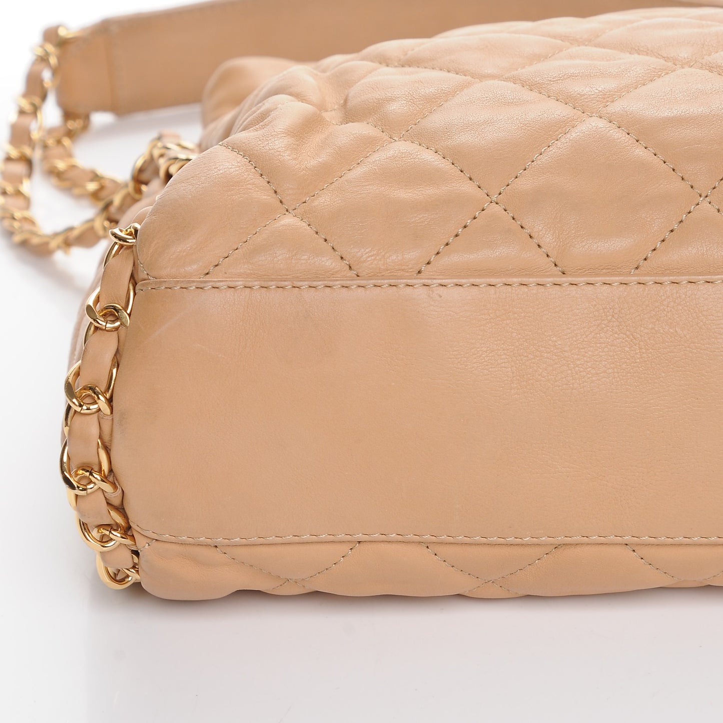 Calfskin Quilted Medium Chain Me Hobo Beige