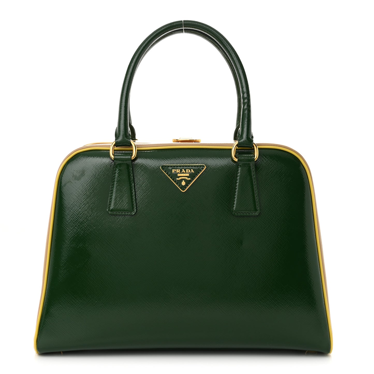 Saffiano Vernice Pyramid Bag Larice Sabbia