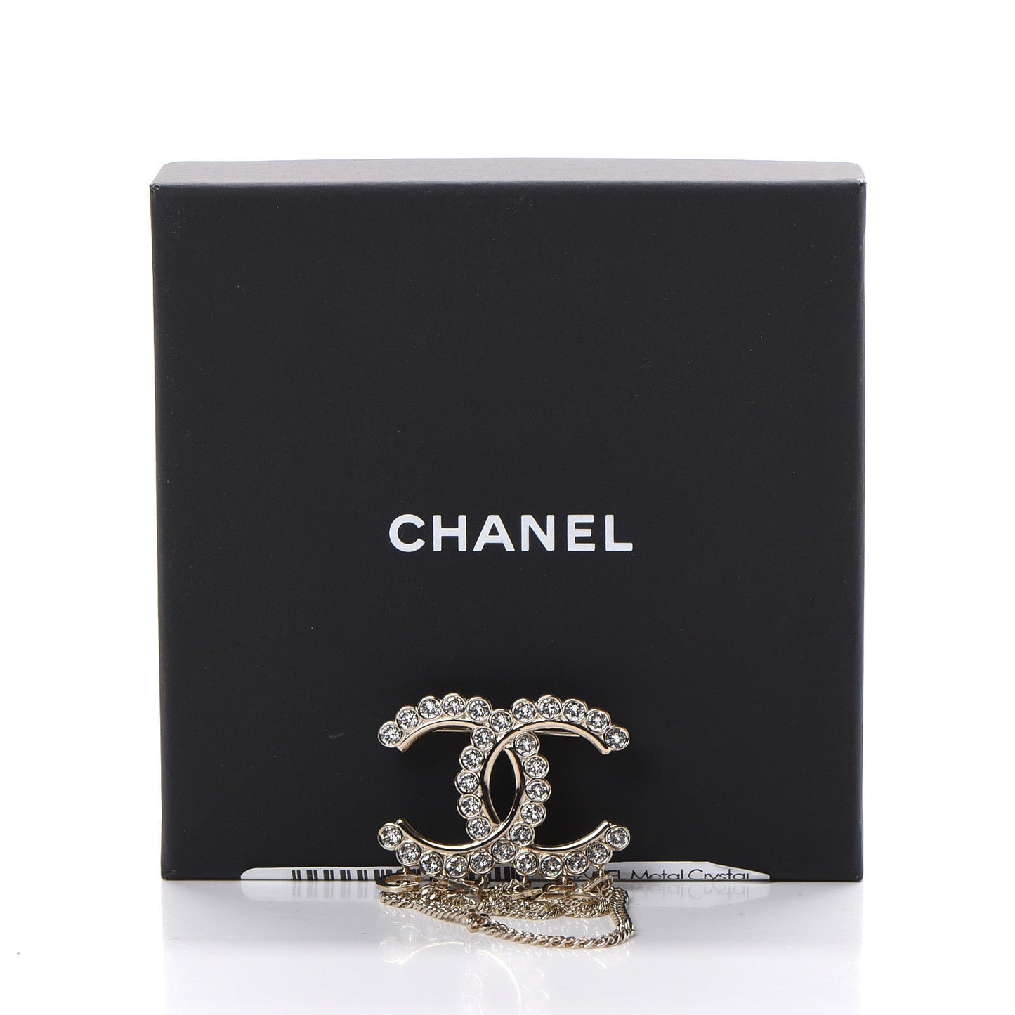 Metal Crystal Bow-tiful CC Chain Brooch Gold
