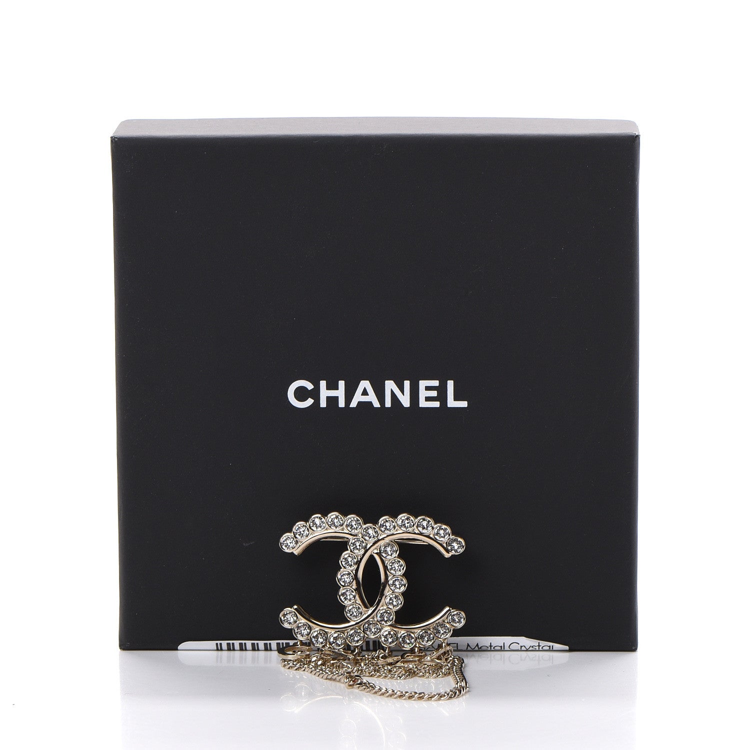 Chanel Metal Crystal Bow-tiful CC Chain Brooch Gold 4 of 4