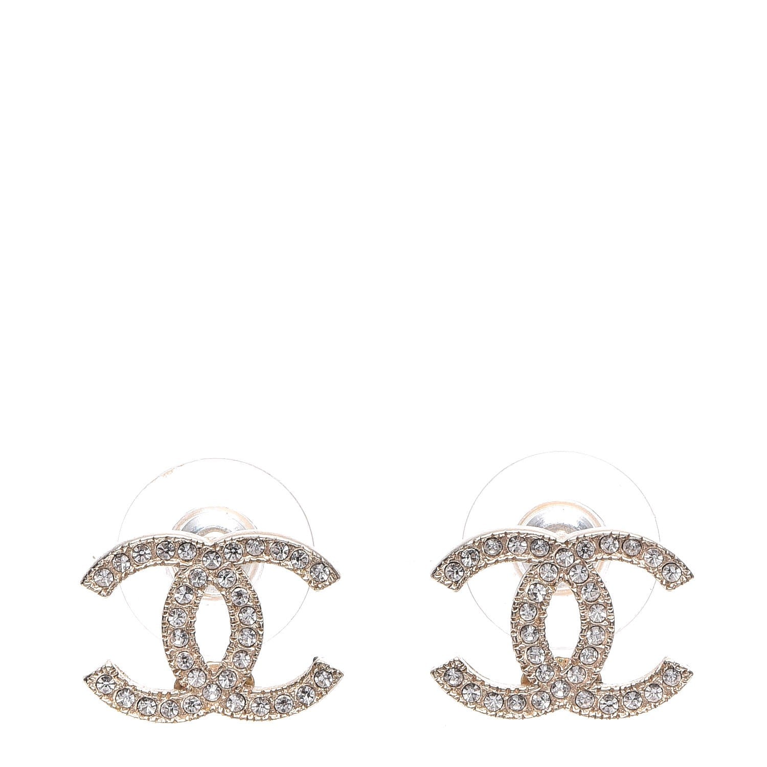 Chanel Crystal CC Earrings Gold 1 of 5