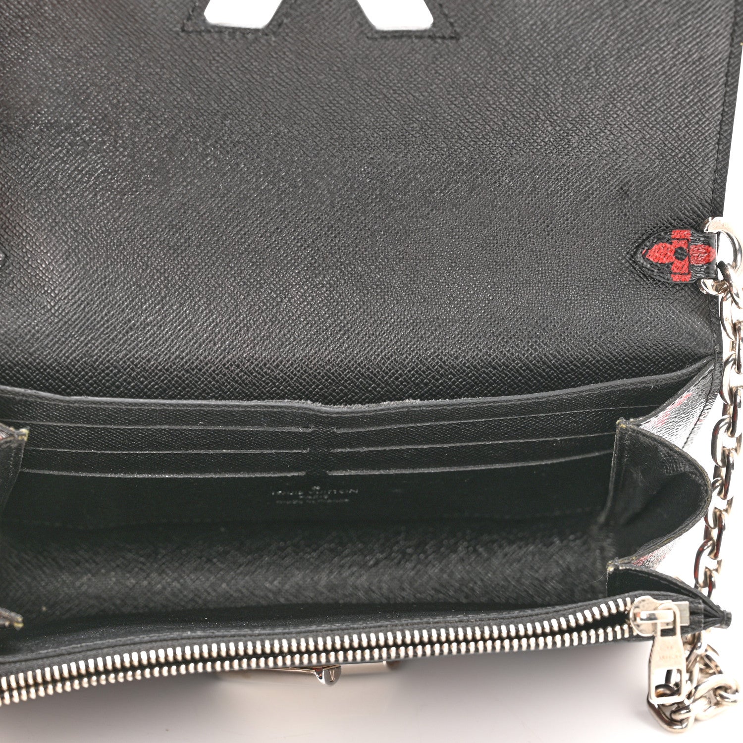 Louis Vuitton Monogram Palm Twist Chain Wallet Black White 6 of 9