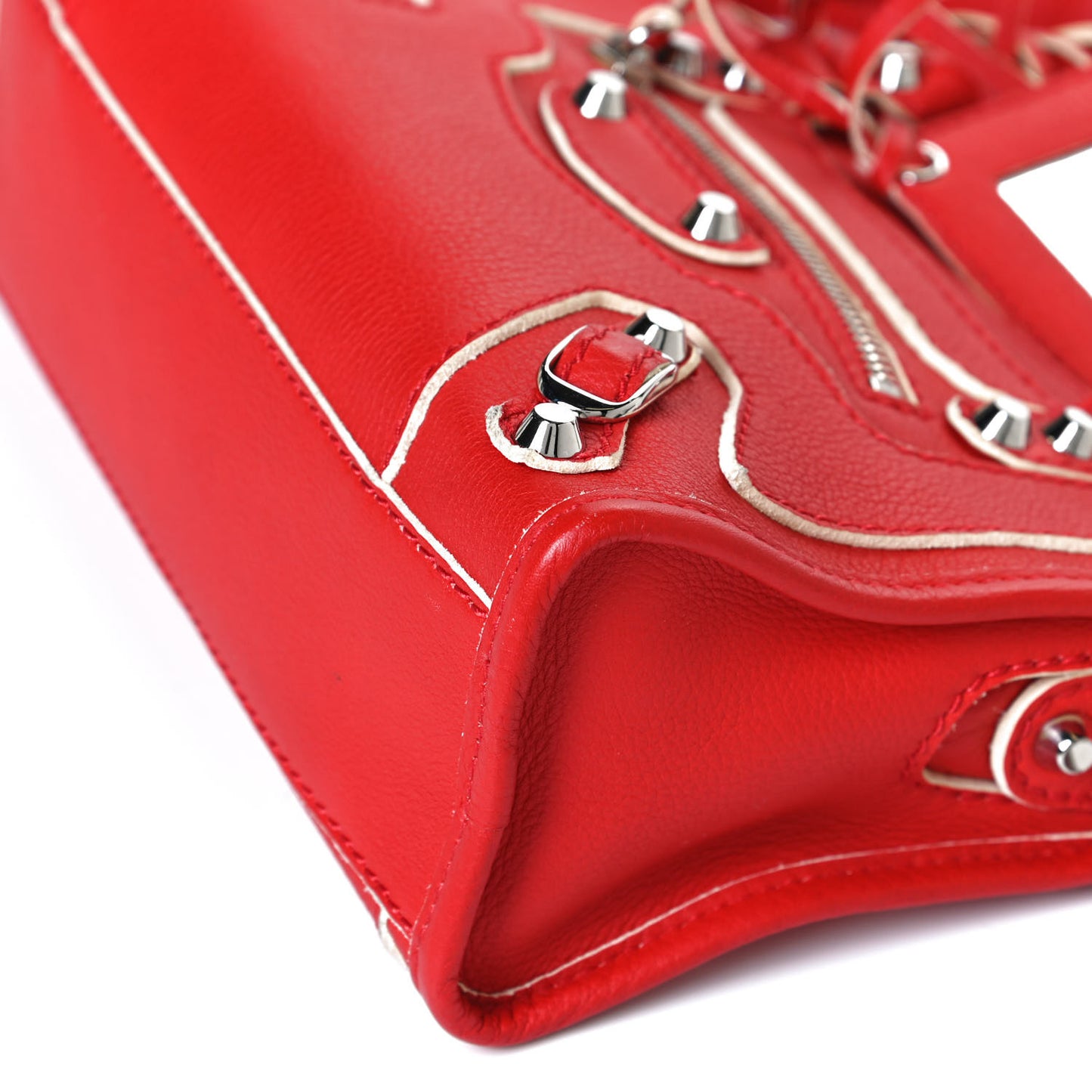 Supple Grained Calfskin Classic Silver Hardware Highlight Mini City Rouge Fraise