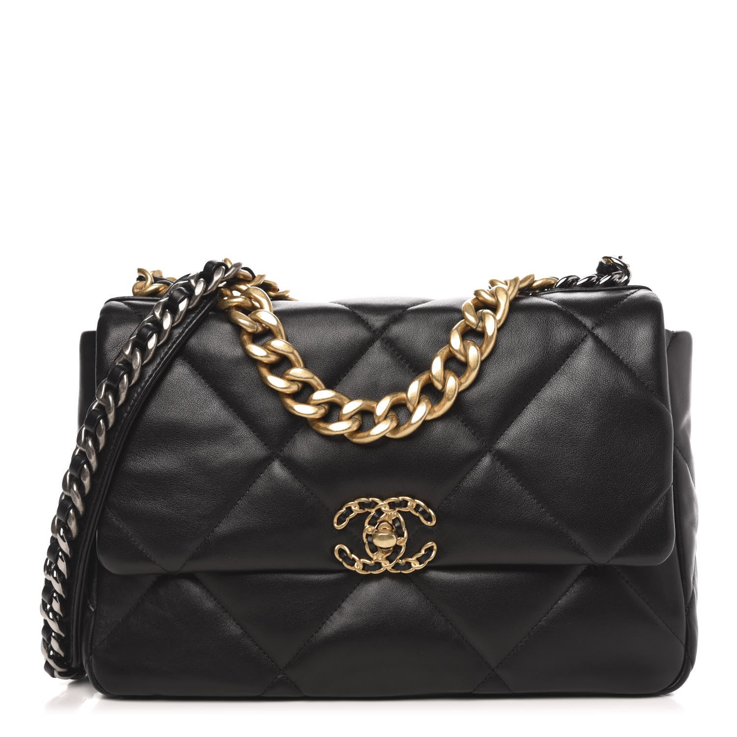 Chanel Lambskin Quilted Large 19 Flap Black 1 of 10