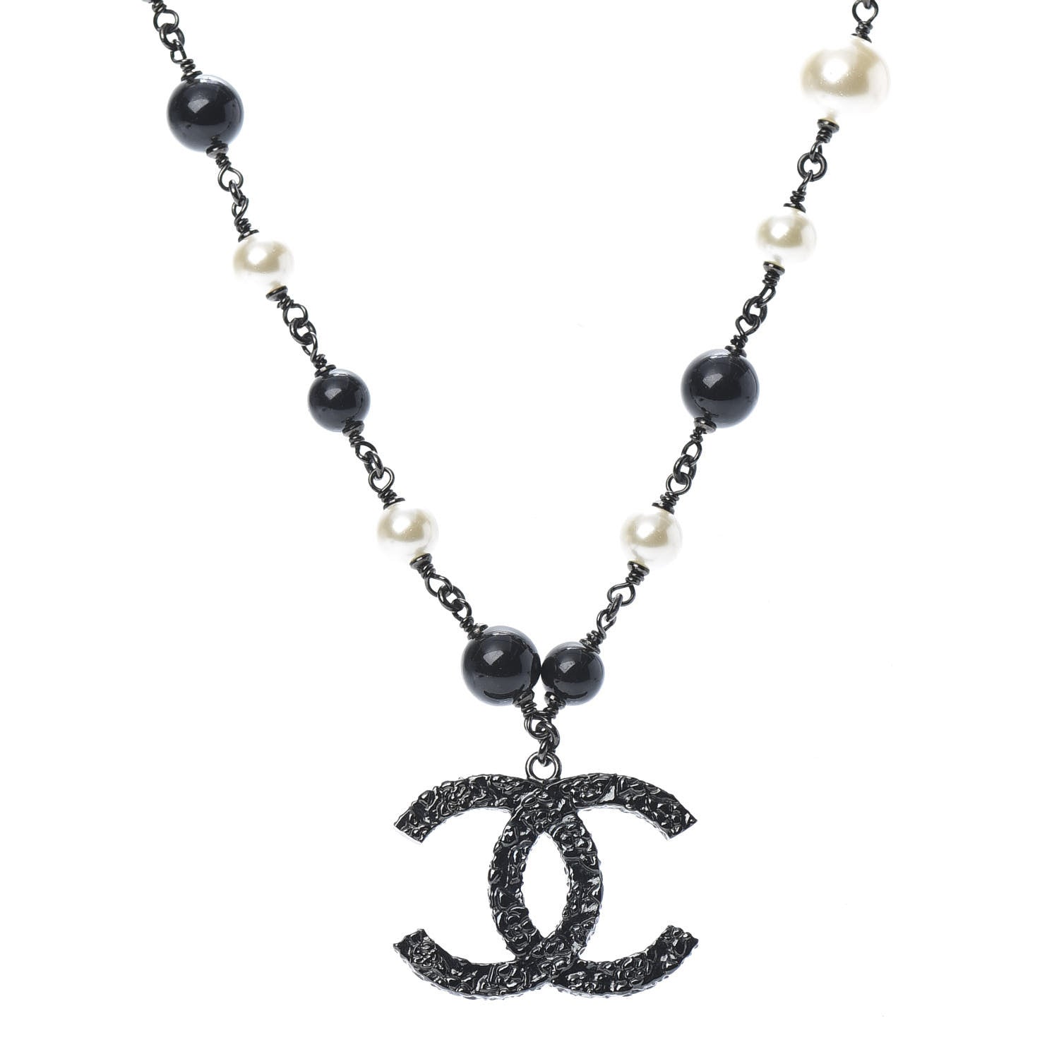 Chanel Beaded CC Short Necklace Ruthenium Black 1 of 4