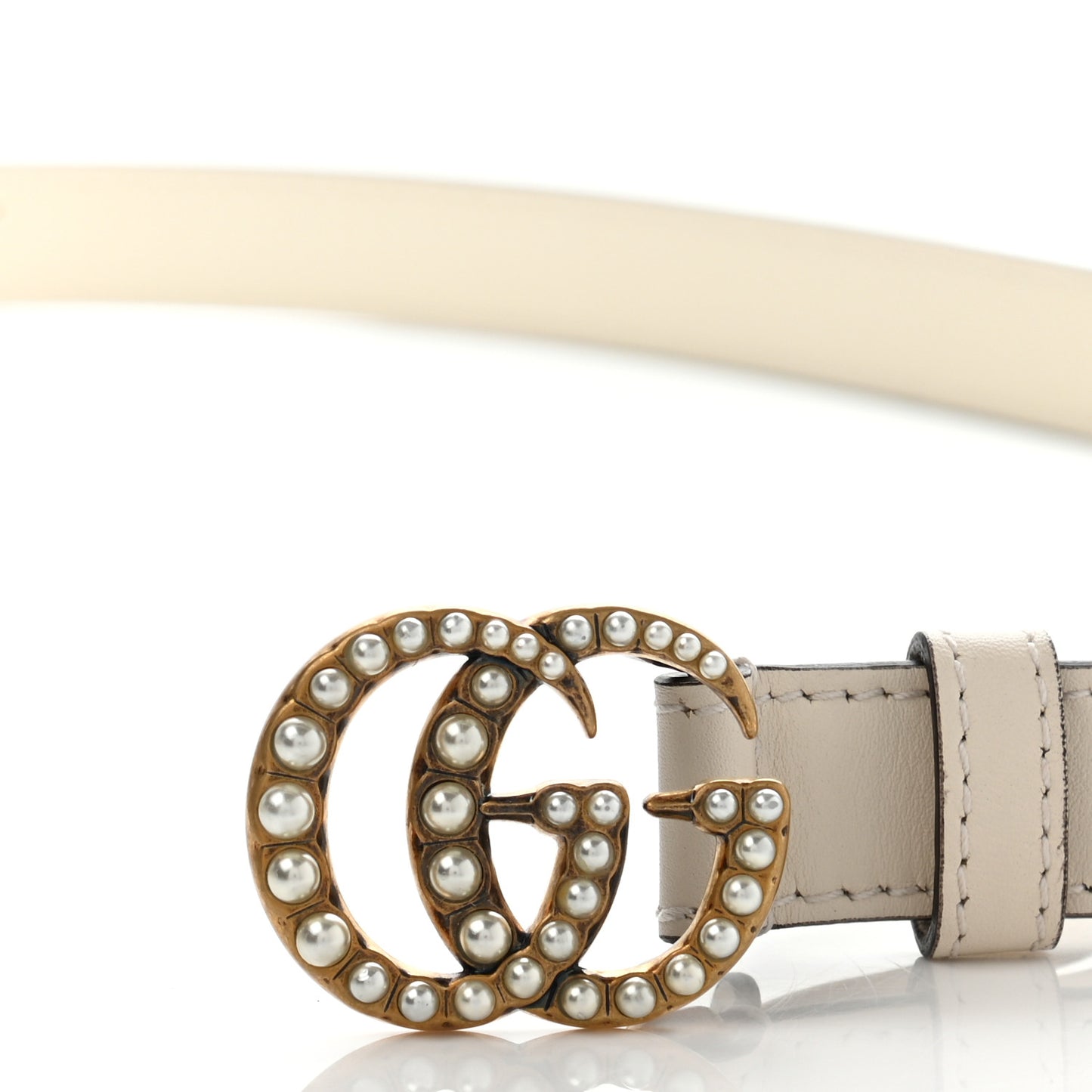 Calfskin Pearl Double G 20mm Belt 110 44 Ivory