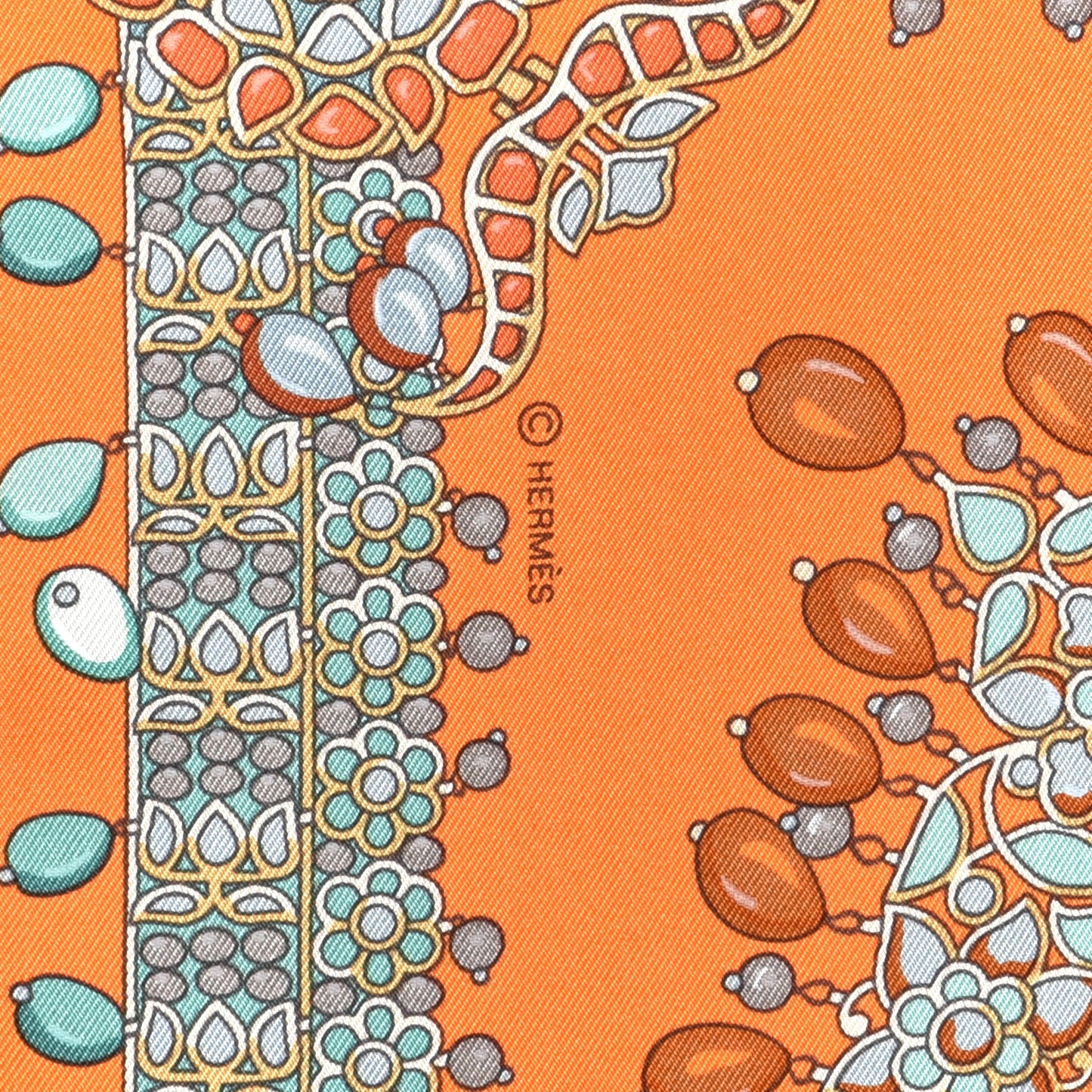 Silk Parures Des Maharajas Scarf 90 Orange Vert De Gris