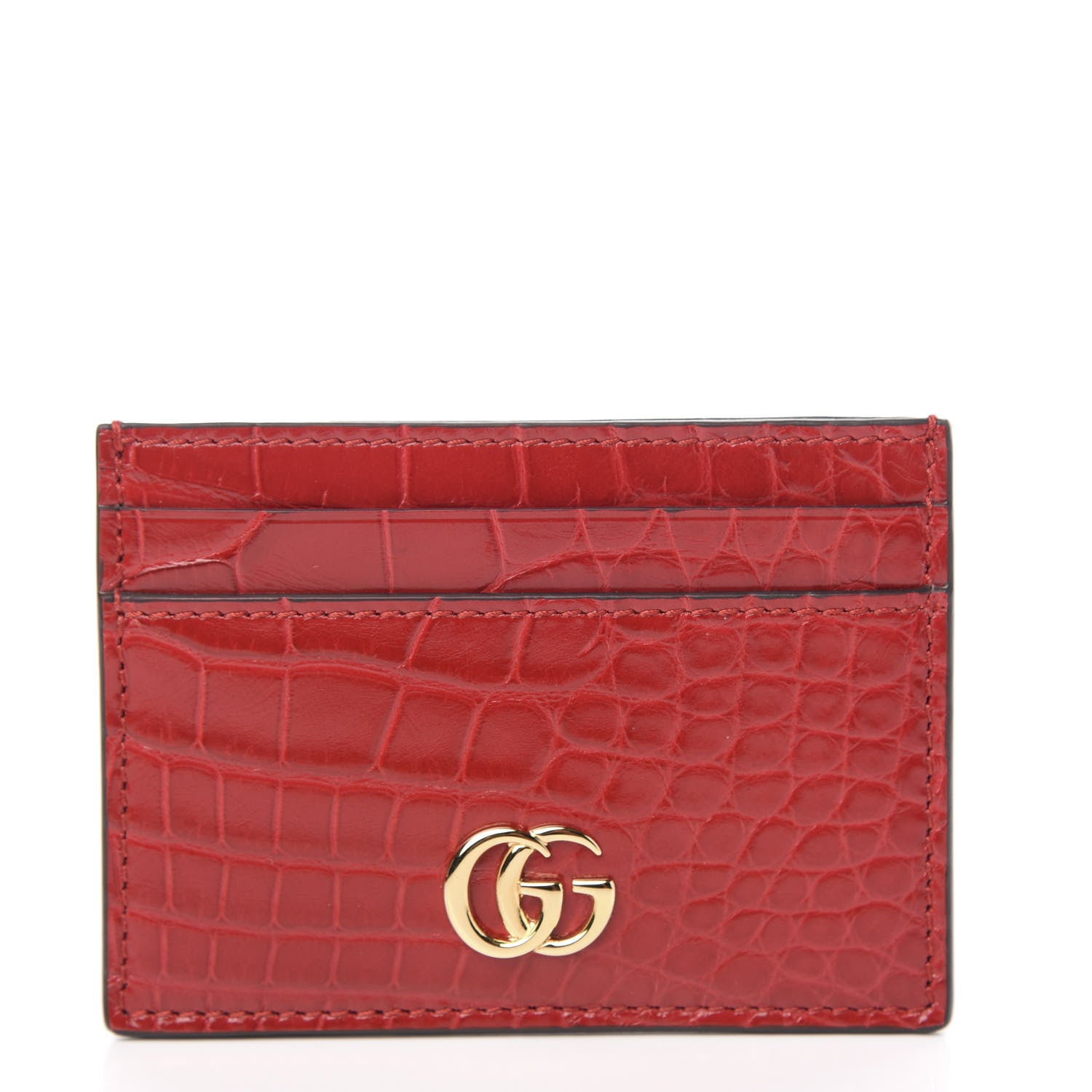 Gucci Alligator GG Marmont Card Holder Red 1 of 5