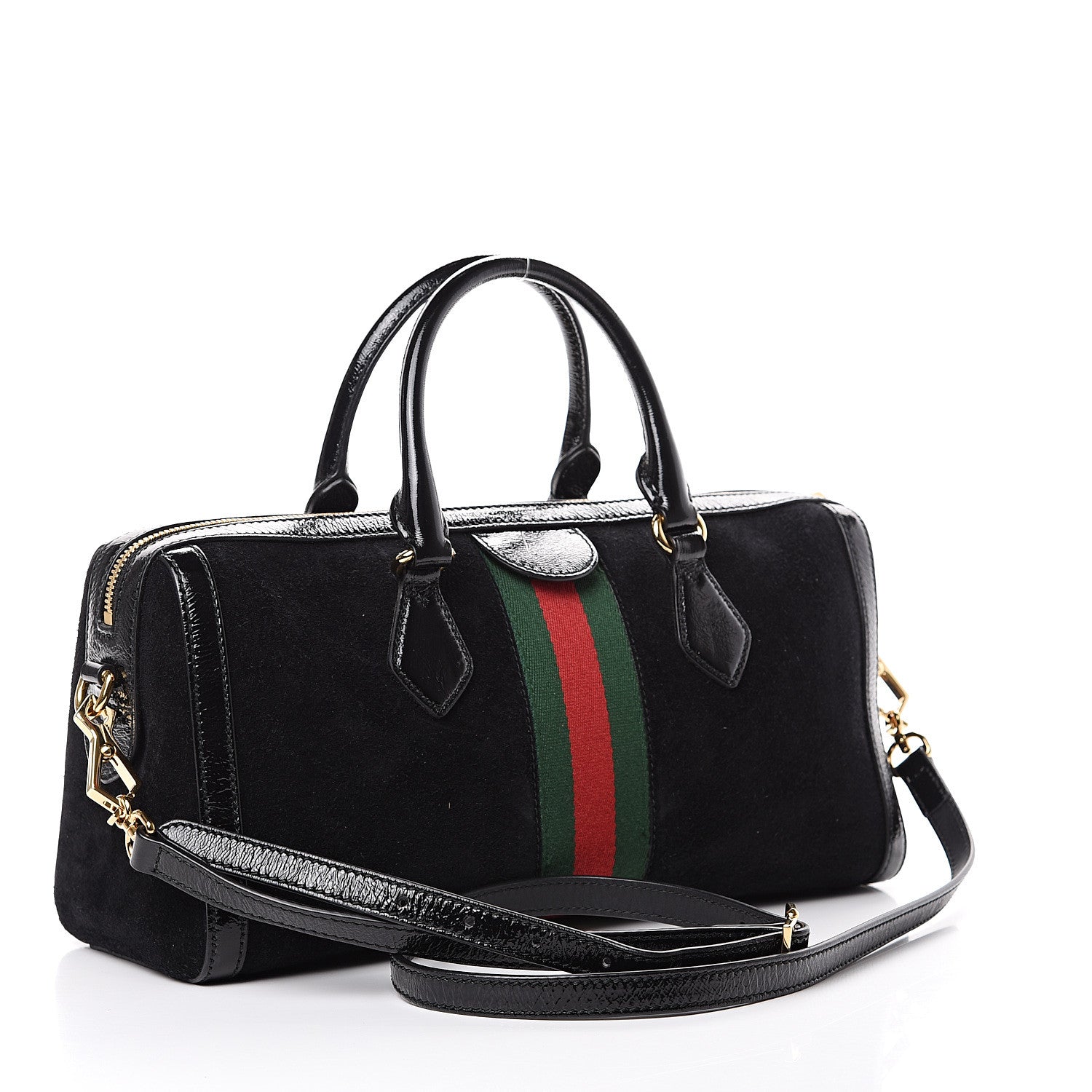 Gucci Suede Patent GG Web Medium Ophidia Boston Black 2 of 11