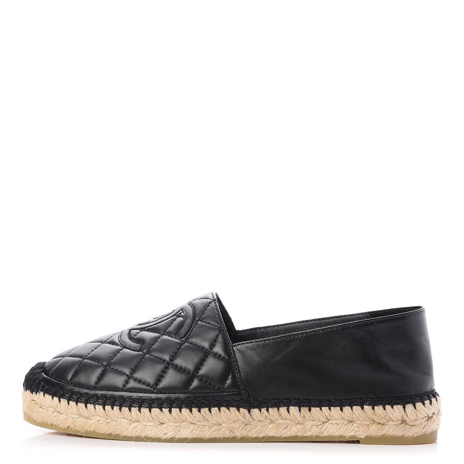 Chanel Lambskin Quilted CC Espadrilles 38 Black 1 of 10
