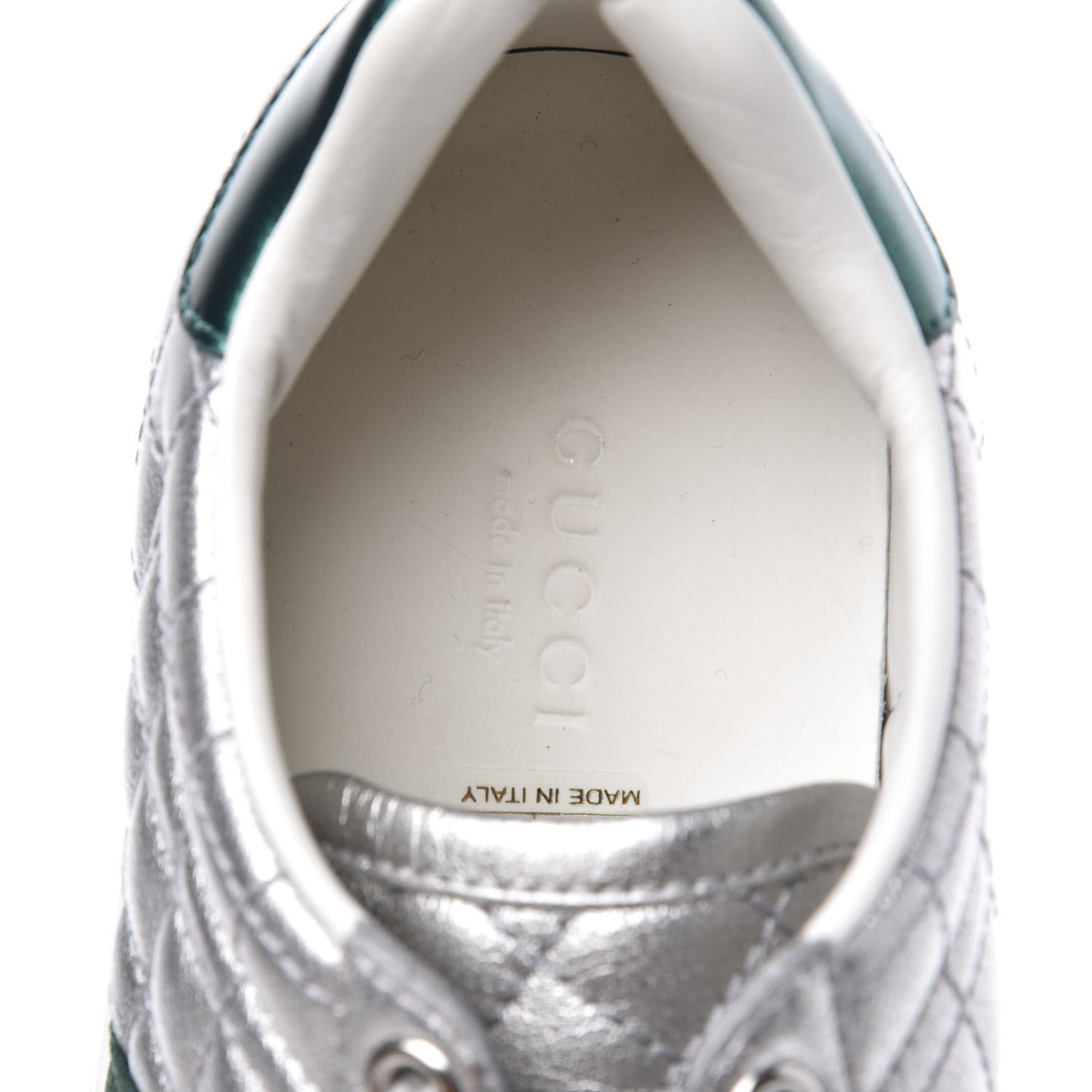 Laminated Nappa Crystal Web Bee Embroidered Trapuntata Womens Ace Platform Sneakers 36 Argento