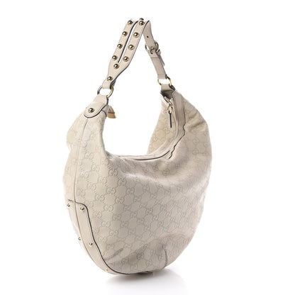 Gucci Guccissima Large Biba Studded Hobo Off White 3 of 9