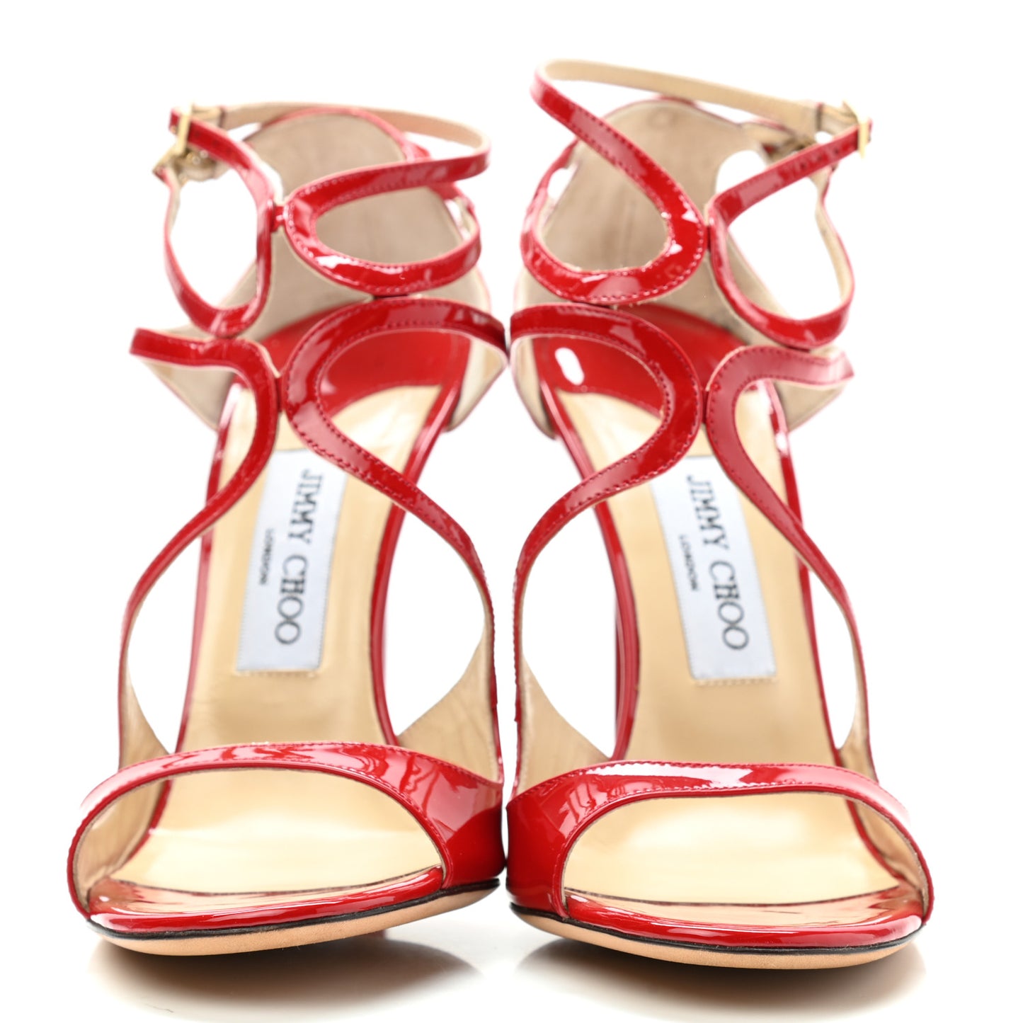 Patent Calfskin Lance Sandals 39.5 Red
