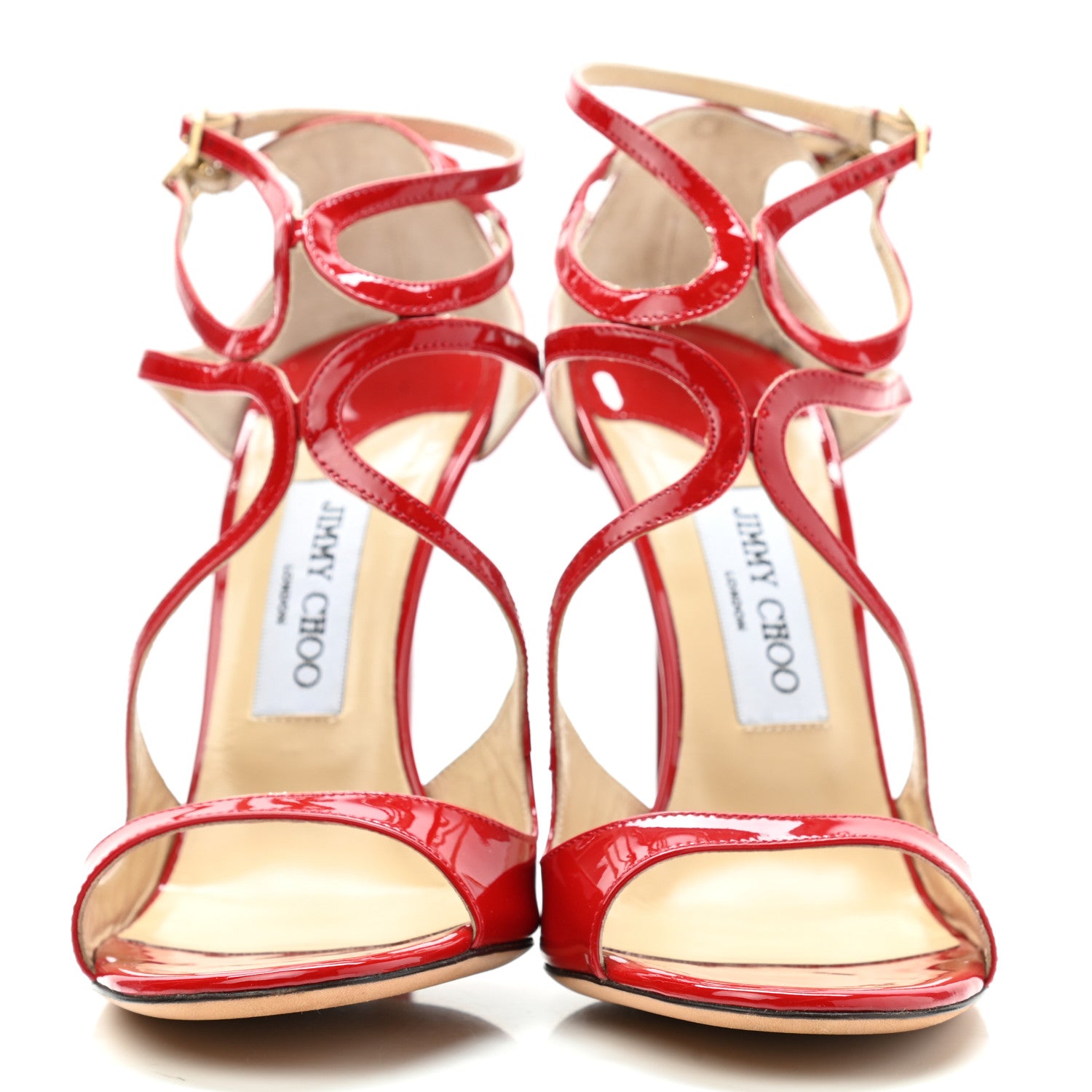 Jimmy Choo Patent Calfskin Lance Sandals 39.5 Red 2 of 9