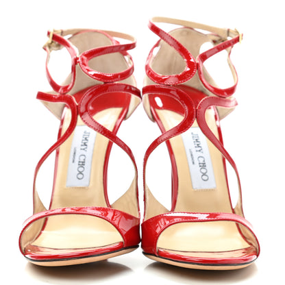 Jimmy Choo Patent Calfskin Lance Sandals 39.5 Red 2 of 9