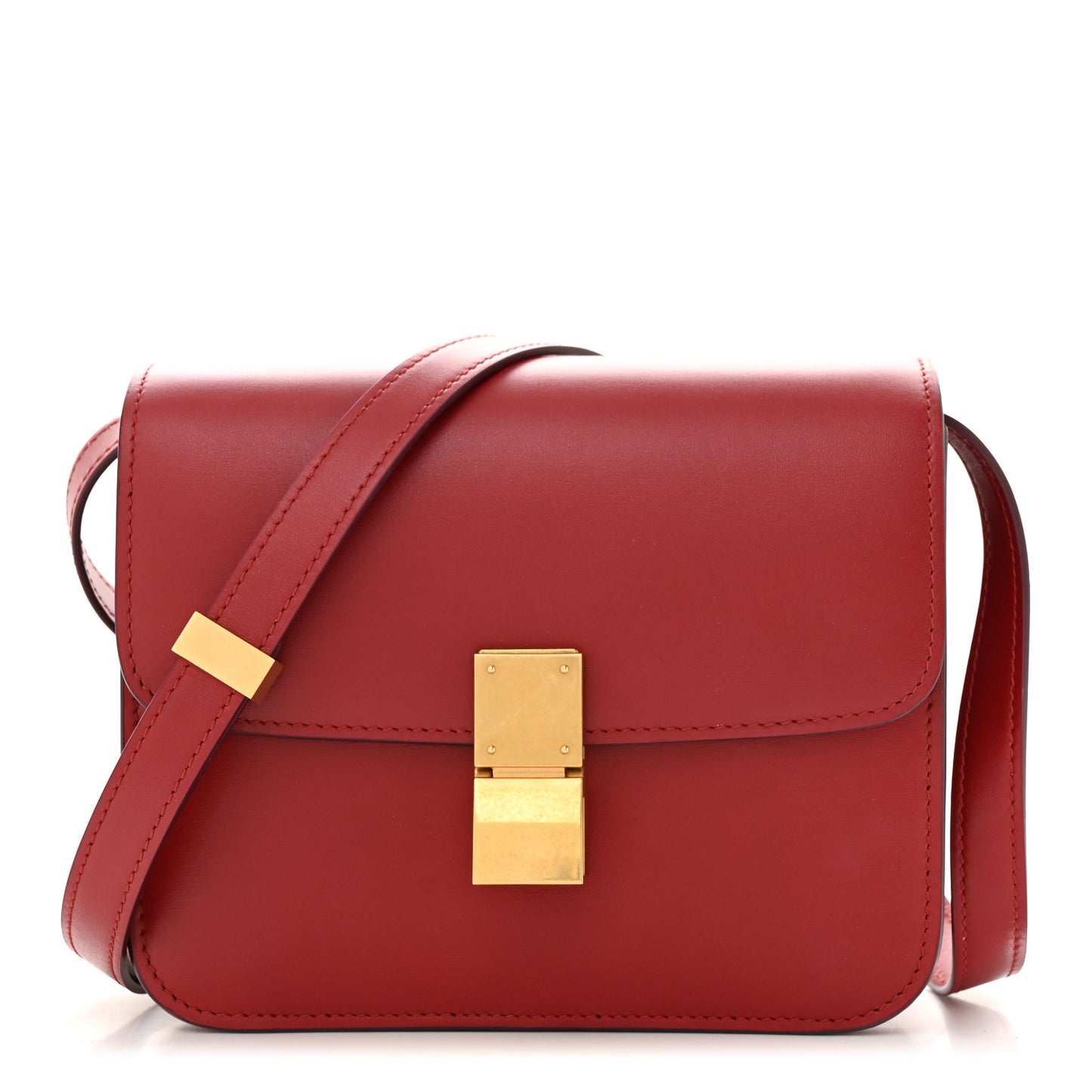 Box Calfskin Teen Classic Box Flap Bag Red