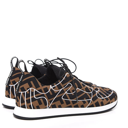 Fendi Stretch Fabric FFreedom Sneakers 36 Tobacco Black White 4 of 9