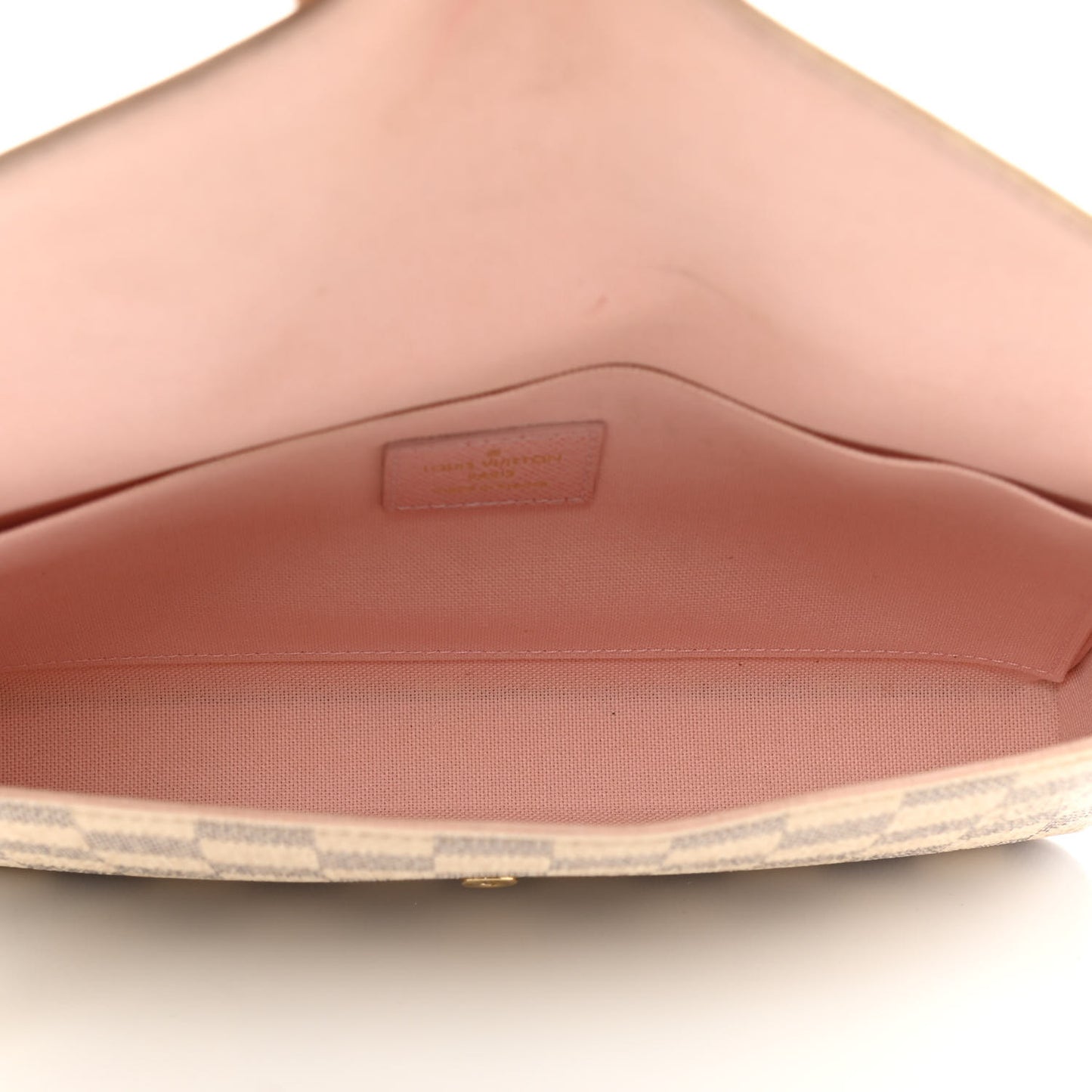 Damier Azur Pochette Felicie Chain Wallet Rose Ballerine