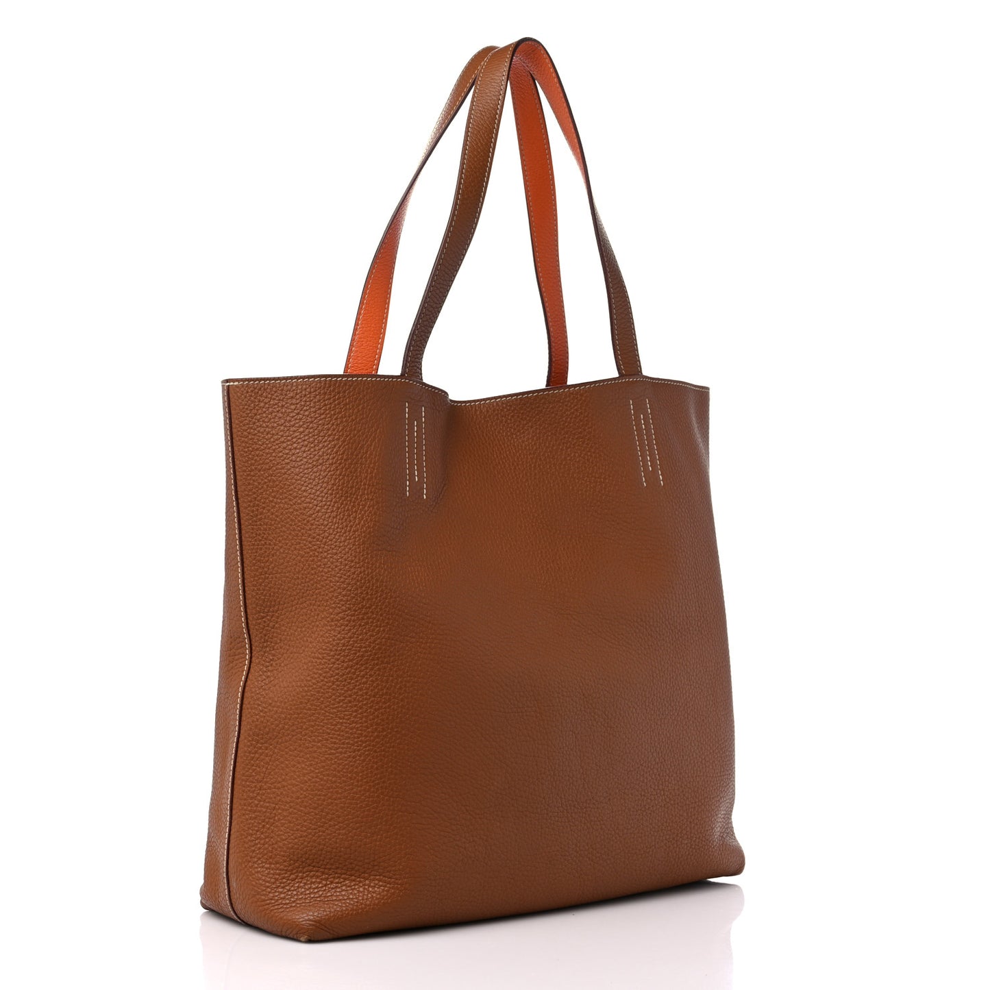 Taurillon Clemence Double Sens 45 Reversible Tote Orange Gold