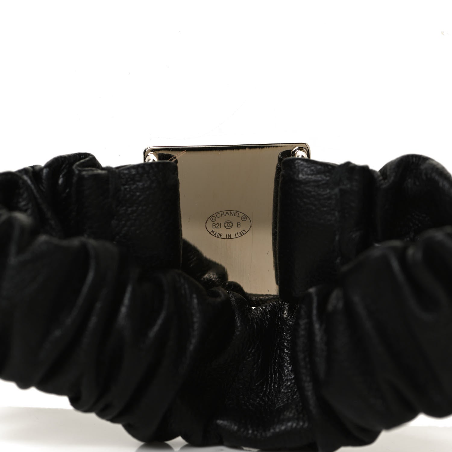 Chanel Lambskin Metal Enamel CC Hair Tie Black Gold 3 of 4
