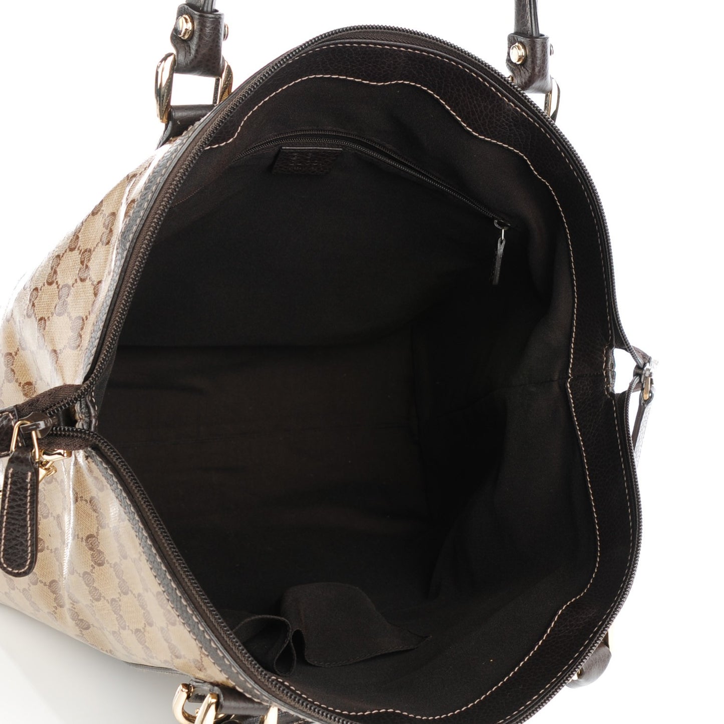 Crystal Monogram Large GG Charm Dome Satchel Dark Brown