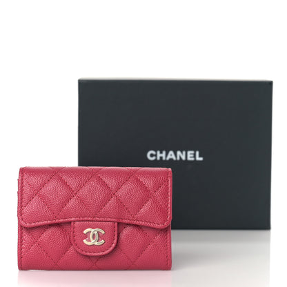 Chanel Caviar Quilted Flap Card Holder Wallet Fuchsia 11 of 11