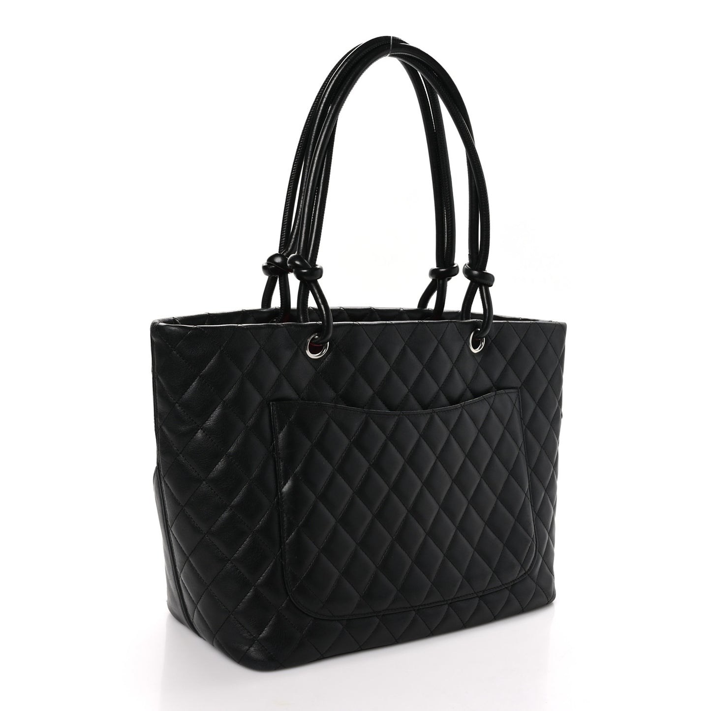 Calfskin Quilted Large Cambon Tote Black White