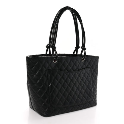 Chanel Calfskin Quilted Large Cambon Tote Black White 3 of 10