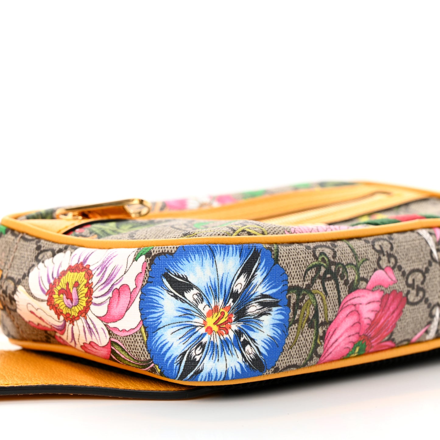 GG Supreme Monogram Flora Medium Ophidia Belt Bag Beige Multicolor Crop