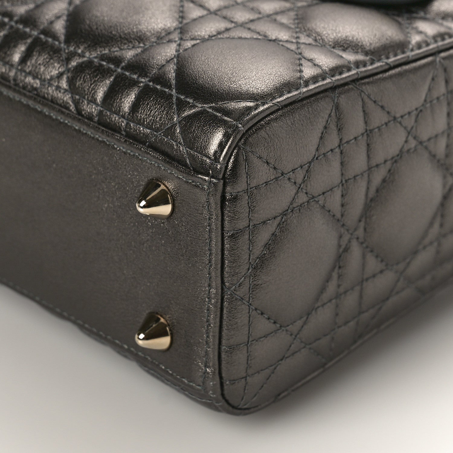 Christian Dior Metallic Grained Calfskin Cannage My ABCDior Lady Dior Gunmetal 8 of 8