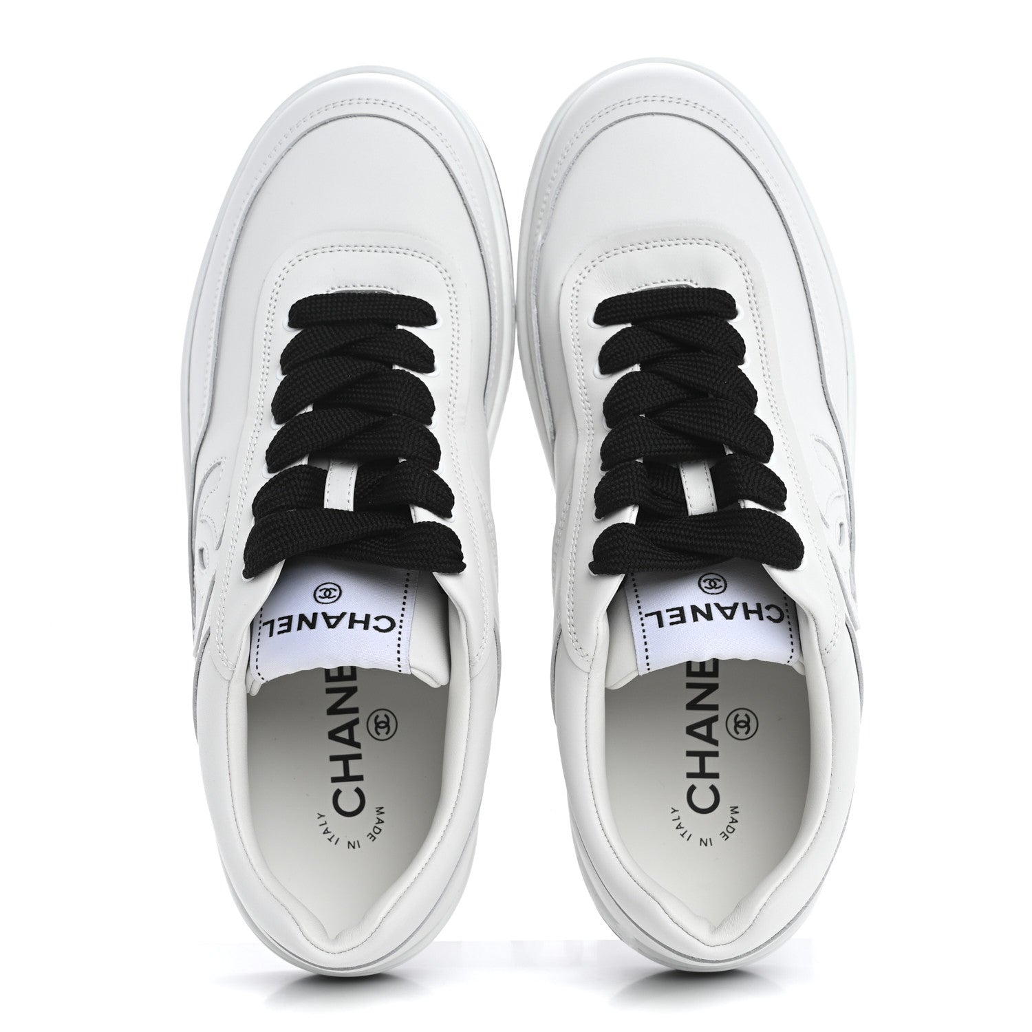 Chanel Calfskin CC Womens Sneakers 39 White Black 2 of 10