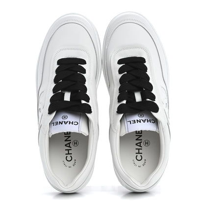 Chanel Calfskin CC Womens Sneakers 39 White Black 2 of 10