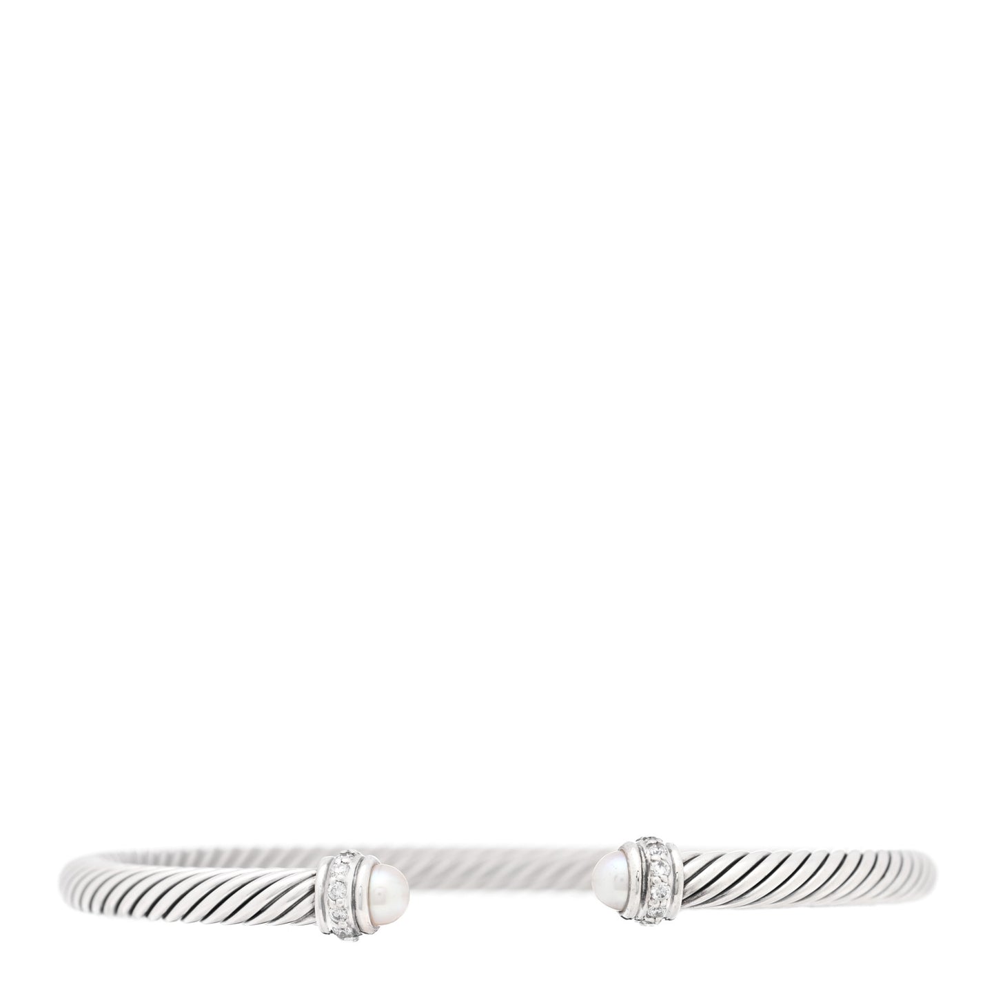 Sterling Silver Cultured Pearl Diamond 5mm Cable Classics Bracelet