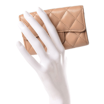 Chanel Caviar Quilted Flap Card Holder Wallet Beige 2 of 9