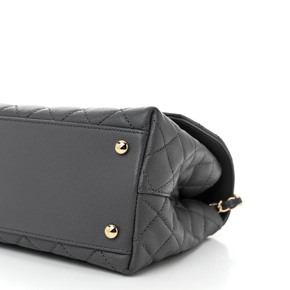 Chanel Caviar Quilted Small Coco Handle Flap Dark Grey 10 of 11