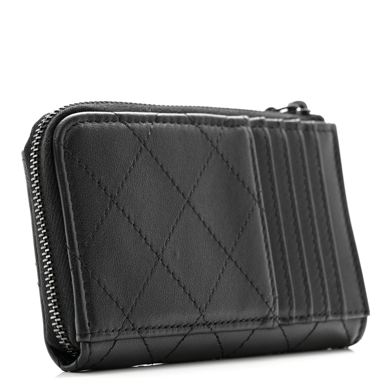 Chanel Lambskin Quilted Zip Card Holder So Black 3 of 8